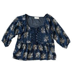 Abercrombie & Fitch Floral Navy Blouse
